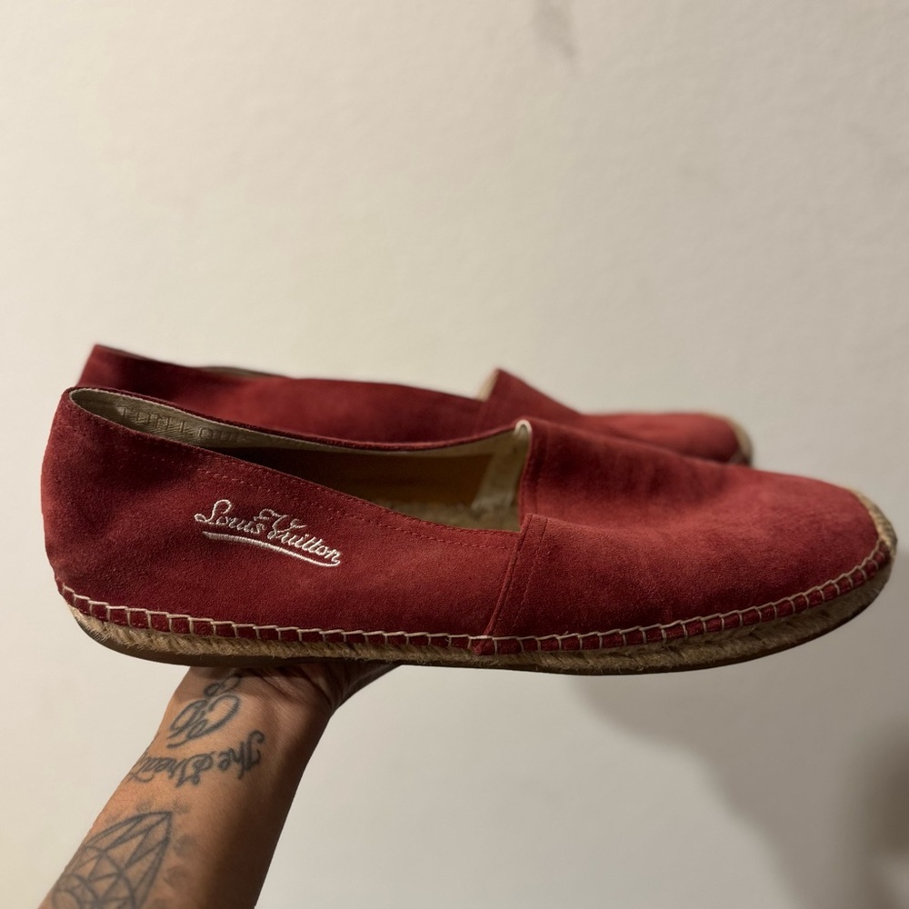 Louis Vuitton Men's Red Suede Slip-On Espadrilles